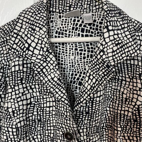 Chico's jacket black and white geometric snake skin XL sz 3 - Picture 3 of 7